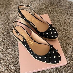 BEAUTIFUL Brand new kate spade white and black polka dot heeled sandals.